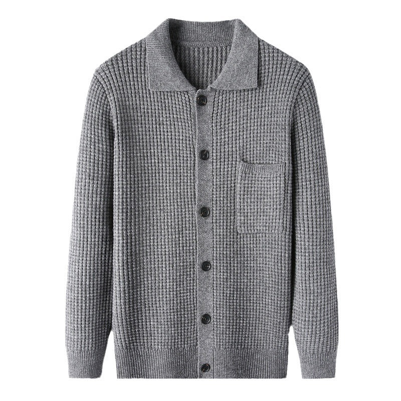 Elevate Your Wardrobe with Our Men's Long-sleeved Knitted Cardigan Jacket